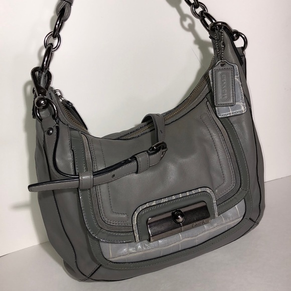 Coach Kristin Spectator Leather Grey Hobo Handbag - Picture 4 of 11